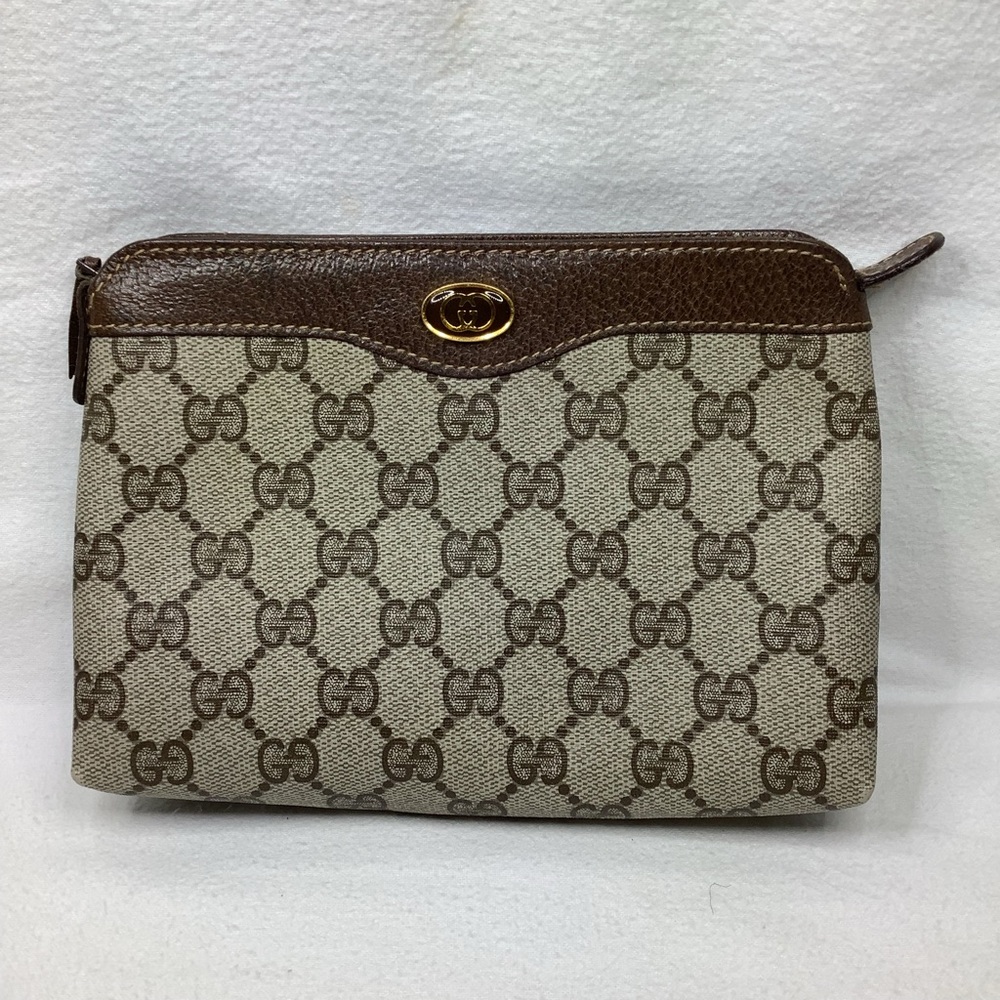 Gucci Brown and Cream Cosmetic Bag